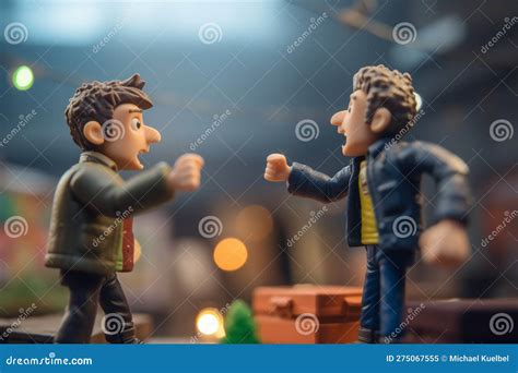 Realistic 3d Rendering Of Two Male Cartoon Characters Arguing With Each