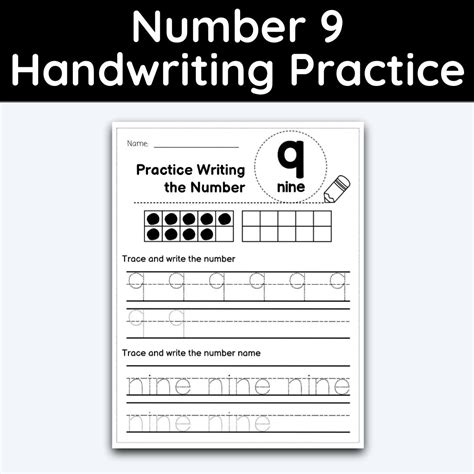 Number 9 Tracing Number Handwriting Practice