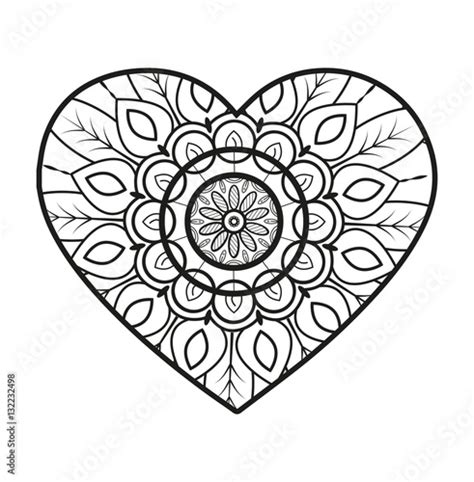 Vector Illustration Of A Mandala Heart For Coloring Book Cuore Mandala