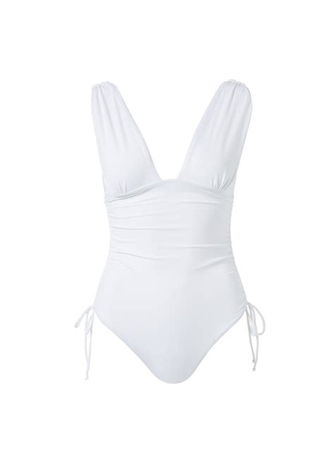 Melissa Odabash Exclusive Amalfi White Eco Bandeau Cut Out Swimsuit