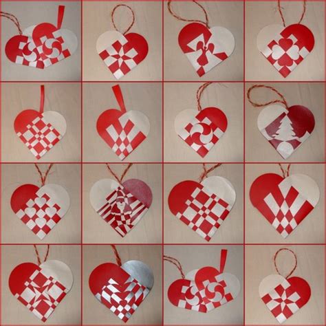 Keep in mind that the days in december are rather short, and by danish standards, darkness equals candles. Woven Paper Christmas Hearts - Decorations - Folksy