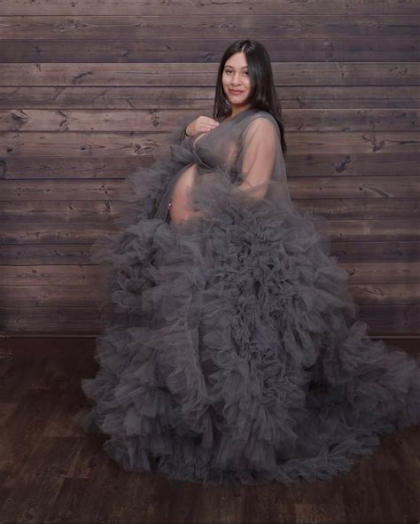 Tulle Extra Puffy Maternity Photo Shoot Robe With Bow Etsy