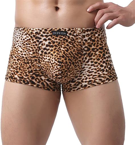 Yufeida Men S Boxer Briefs Low Rise Sexy Leopard Print Underwear Man