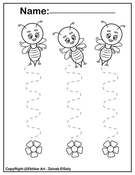 Set Of Fine Motor Tracing Bee Activity