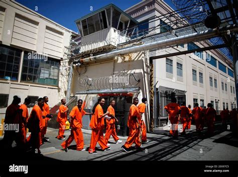 Inmates Walk In San Quentin State Prison In San Quentin California