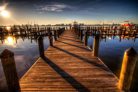 Pier Harbor Walkway Sunset Seaside Sea Ocean 4k Hd Wallpaper