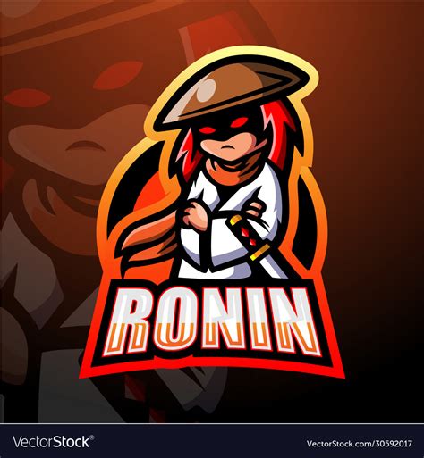 ronin mascot esport logo design royalty free vector image