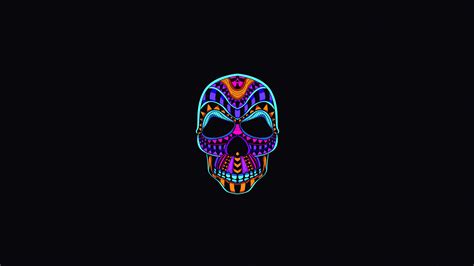 Neon Color Minimalist Skull Wallpaper Hd Minimalist 4k
