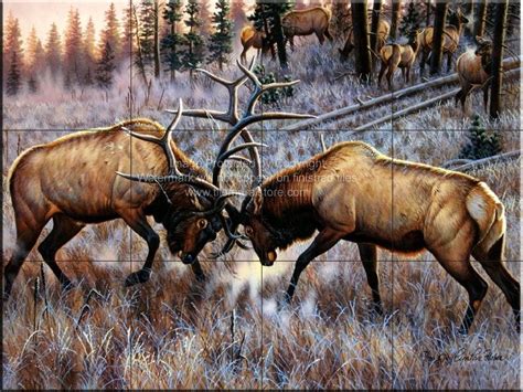 Elk Fighting Painting