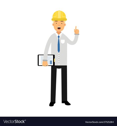 Construction Engineer Or Foreman In Hard Hat Vector Image