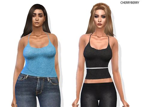 Sims 4 — Classy Cotton Top By Cherryberrysim — Classy Cotton Top With