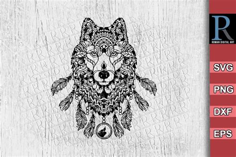 Wolf Svg Mandala Wolf Cricut Svg Wolf Zentangle Svg