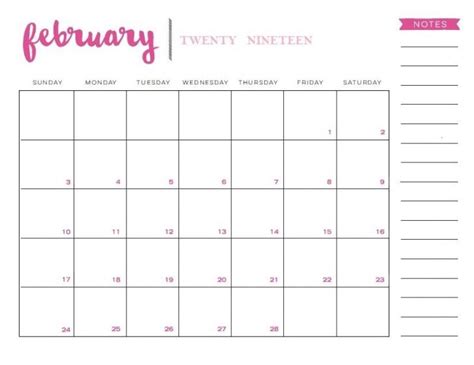 A Printable Calendar For The Month Of February