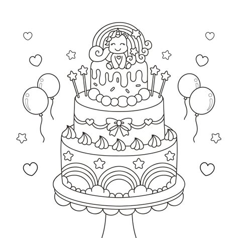 Unicorn Cake Printable Coloring Page Download Print Or Color Online