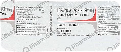 Lorfast Meltab 10 Mg Tablet 10 Uses Side Effects Price And Dosage