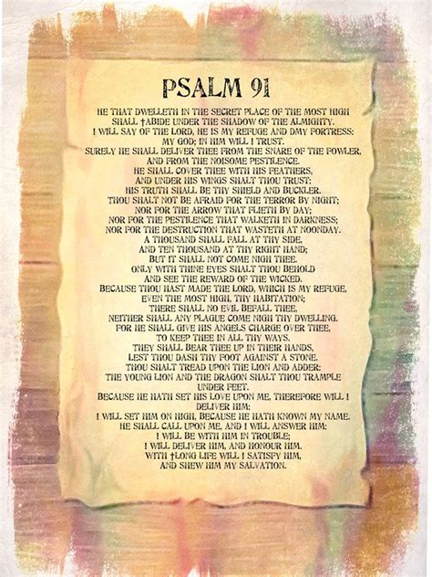 Psalms 91 Poster Large Print Psalm 91 Kjv Huge A0 Bible Full Etsy