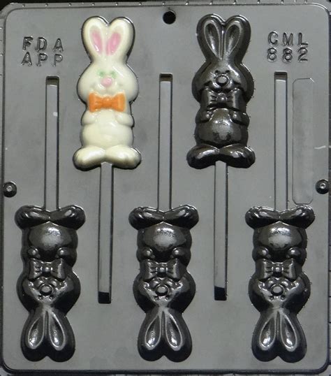 Whole Rabbit Bunny Lollipop Plastic Chocolate Candy Mold