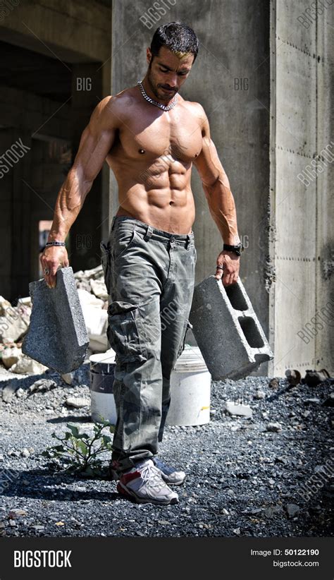 Sexy Construction Worker Shirtless Image Photo Bigstock