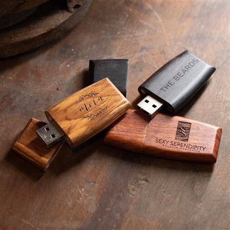 5 Pack Thin Walnut Usb Flash Drive And Wood Usb Box Set Custom