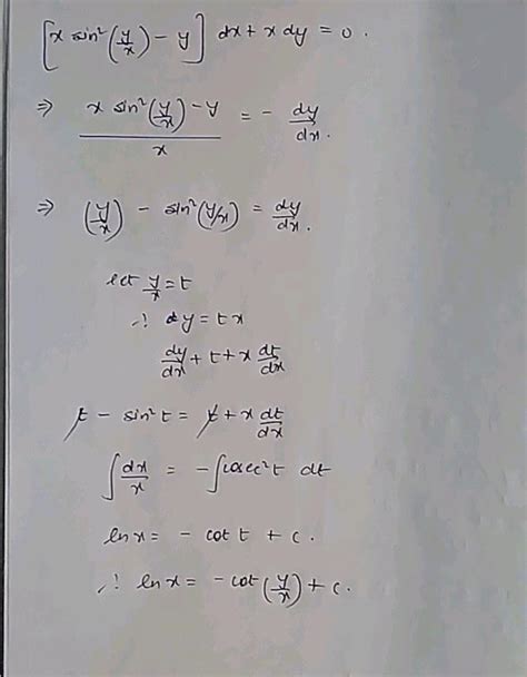 solve differential equation x dydx y xsin yx 0