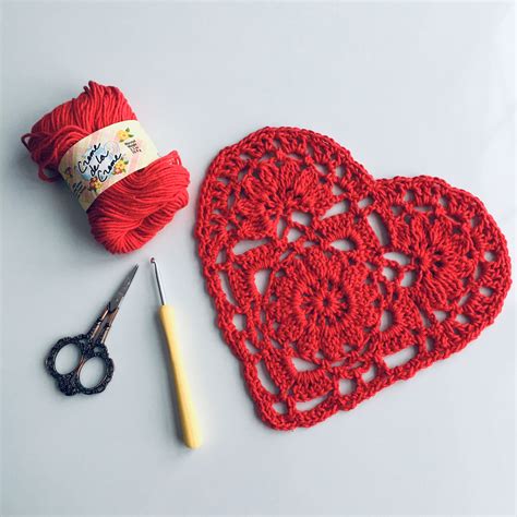Red Home Decor Valentine Heart Doily T Crochet Red Doily Set Of 2