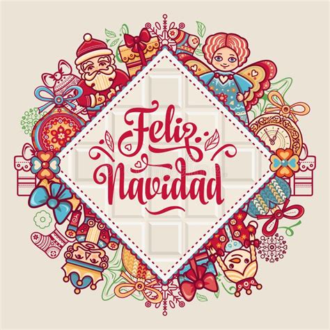 Feliz Navidad Tarjeta De Navidad En Lengua Española Ilustración Del