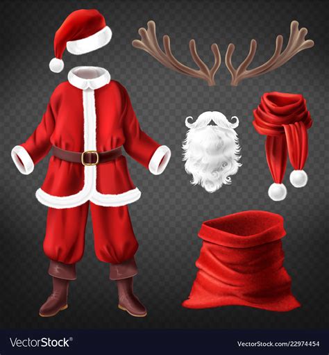 Santa Claus Costume With Accessories Royalty Free Vector