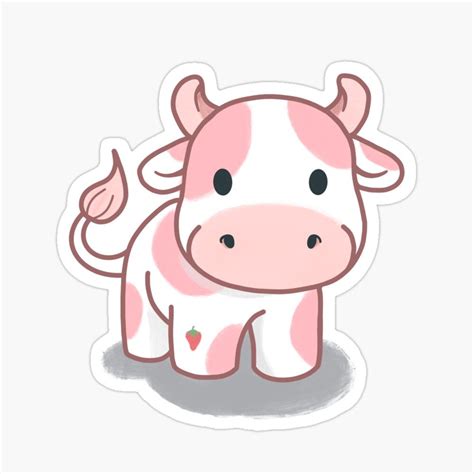 Strawberry Cow Sticker By Swagnstickers Cute Laptop Stickers Cow