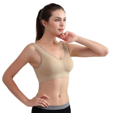 Solid Color Breathable Women Seamless Fitness Lace Bra Tops Underwear