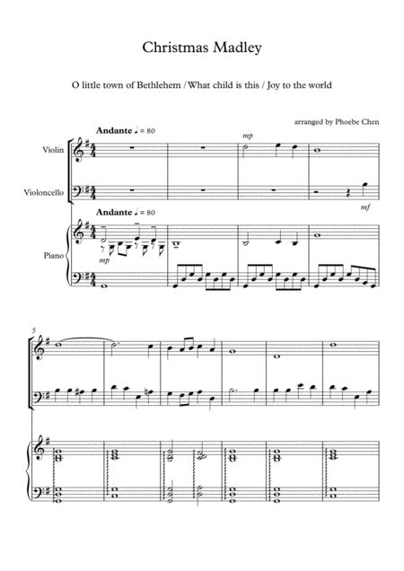 Christmas Medley Trio For Piano Violin Cello Free Music Sheet