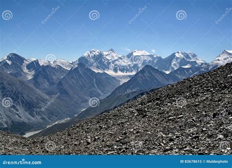 View From The Highland Pass Karaturek To The Altai Mountains With