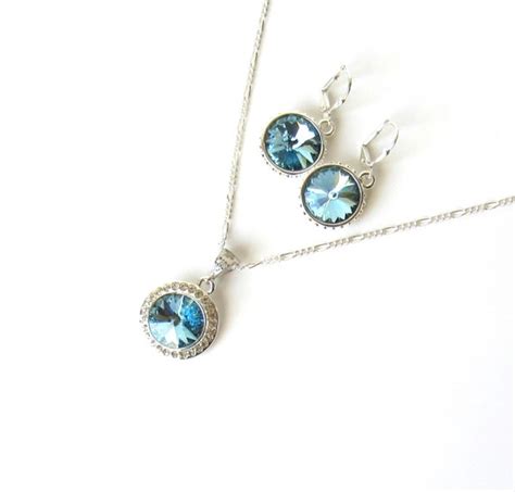 Aquamarine Jewelry Set Aquamarine Necklace Earring Set