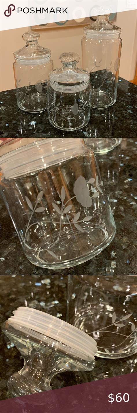 Princess House Heritage Crystal Canister Set Of 3 Glass Storage