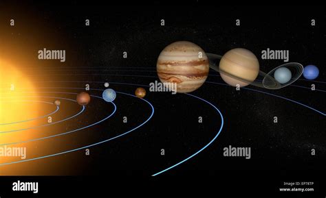 Illustration Of Planets Of The Solar System And Few Of Their Satellites
