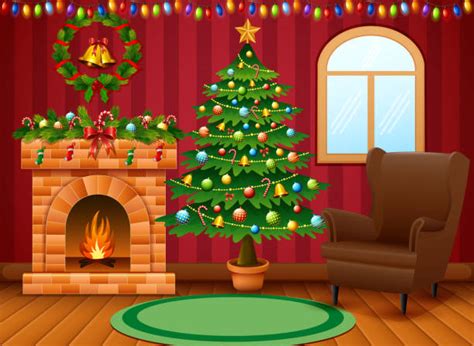 Best Christmas Fireplace Scene Cartoon Illustrations Royalty Free