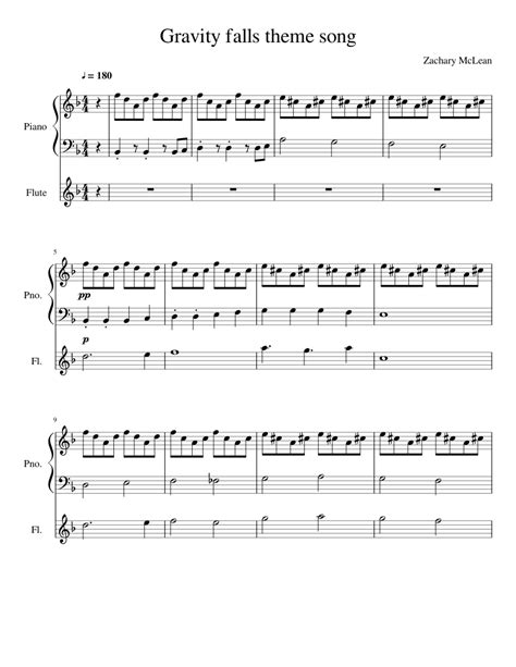 The regular one and the ♫ welcome! Gravity falls theme song sheet music for Piano, Flute ...