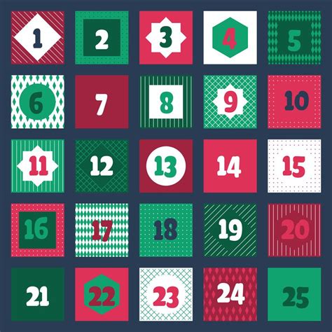 Christmas Advent Calendar Printable Tags Collection 251555 Vector Art