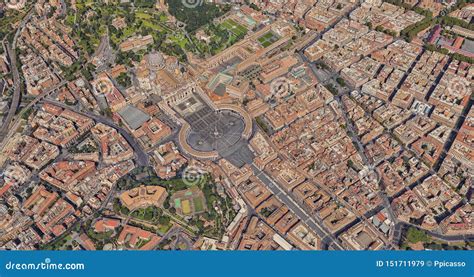 St Peter`s Basilica In The Vatican From A Bird`s Eye View Stock Image