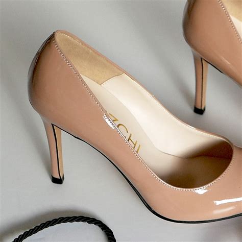 Petite Size Beige Patent Point Toe High Heel Bramare By Pretty Small Shoes