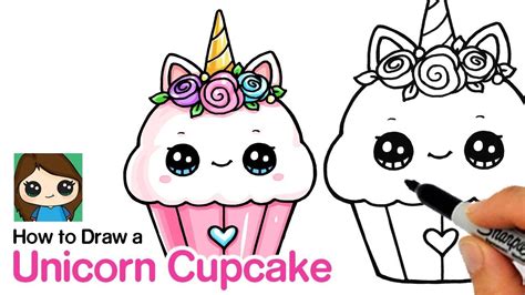 How to draw an unicorn cake. How to Draw a Unicorn Cupcake This great idea was featured today at CuteEverything.com! | Cute ...