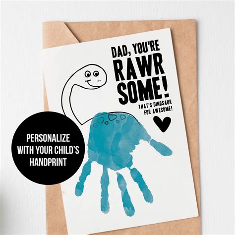 Rawrsome Dinosaur Handprint Fathers Day Cards — Pepperwild Design