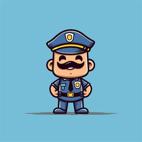 Imagem Vetorial Minimalista De Desenho Animado Policial Engraçado Vetor Premium