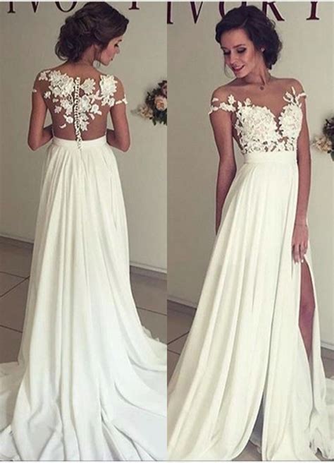 Sexy Slit Wedding Dresslace Bridal Dresssexy Open Back Wedding Gown · Sancta Sophia · Online