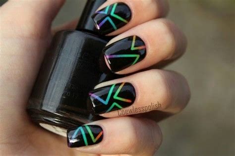 We saw this on pinterst and thought we'd give it a try! Nail art gelish polish (With images) | Tape nail art, Cute ...