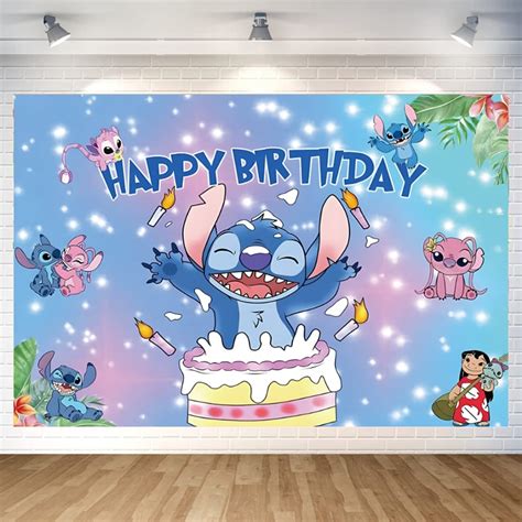 Disney Lilo Stitch Angel Backdrop Customizable Happy Birthday Party Decorations Baby Shower