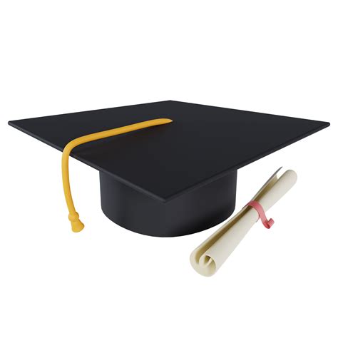 3d Graduation Cap With Certificate Education Illustration Premium Png