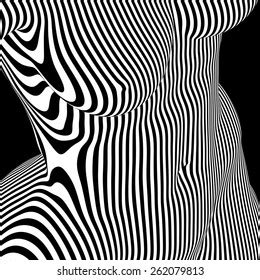 Abstract Female Nude Op Art Style Stock Illustration