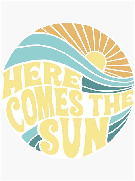 Groovy Here Comes The Sun Sticker By Designxmad Redbubble Art