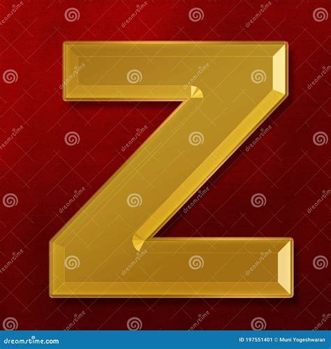 Gold Solid Alphabet Letter Z Collection 3d Rendering Stock