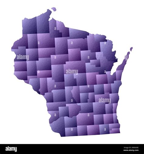Wisconsin Map Geometric Style Us State Outline With Counties Fair